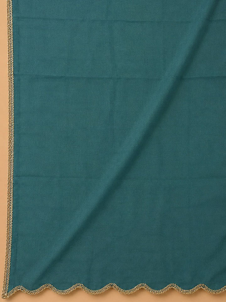 Rama Green Embroidery Chanderi Unstitched Dress Material