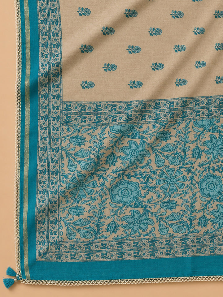 Firozee Printed Chanderi Unstitched Dress Material