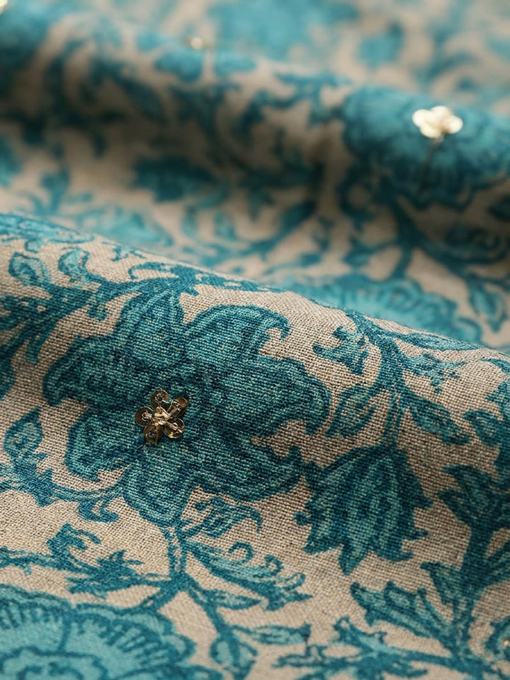 Firozee Printed Chanderi Unstitched Dress Material
