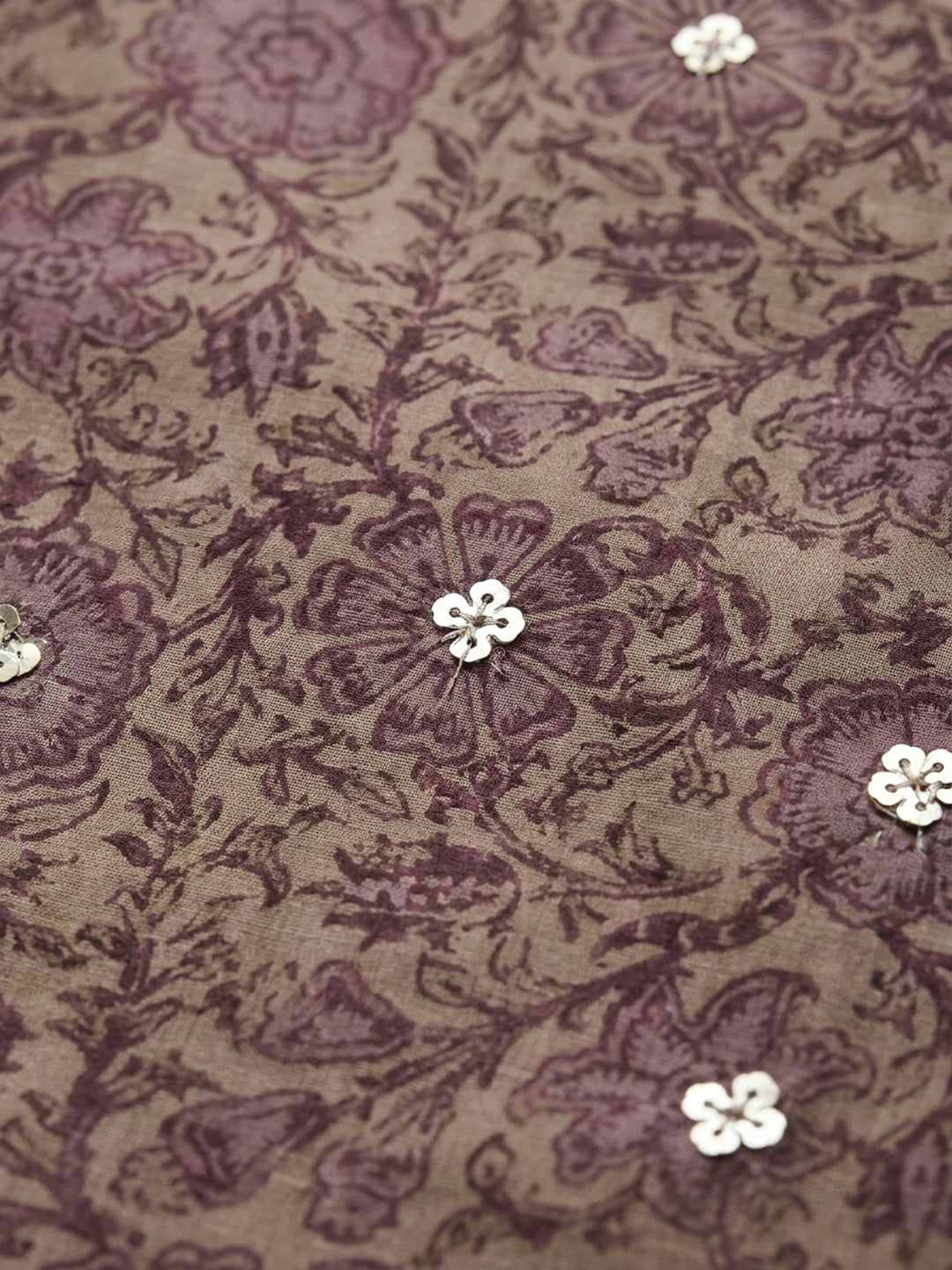 Purple Printed Chanderi Unstitched Dress Material