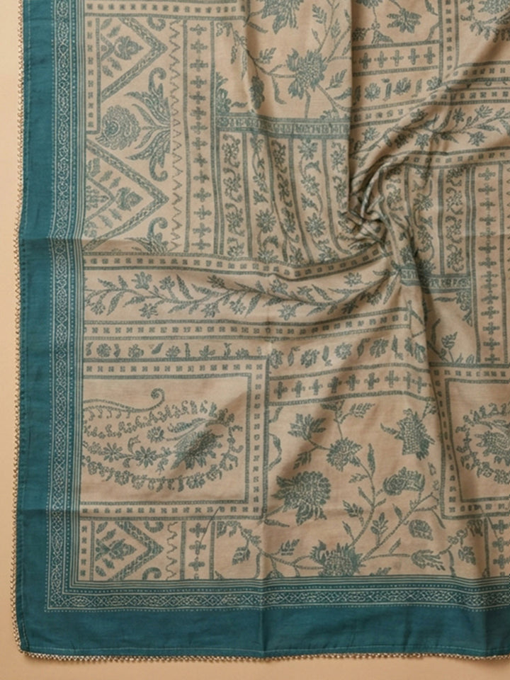 Blue Embroidery Chanderi Unstitched Dress Material