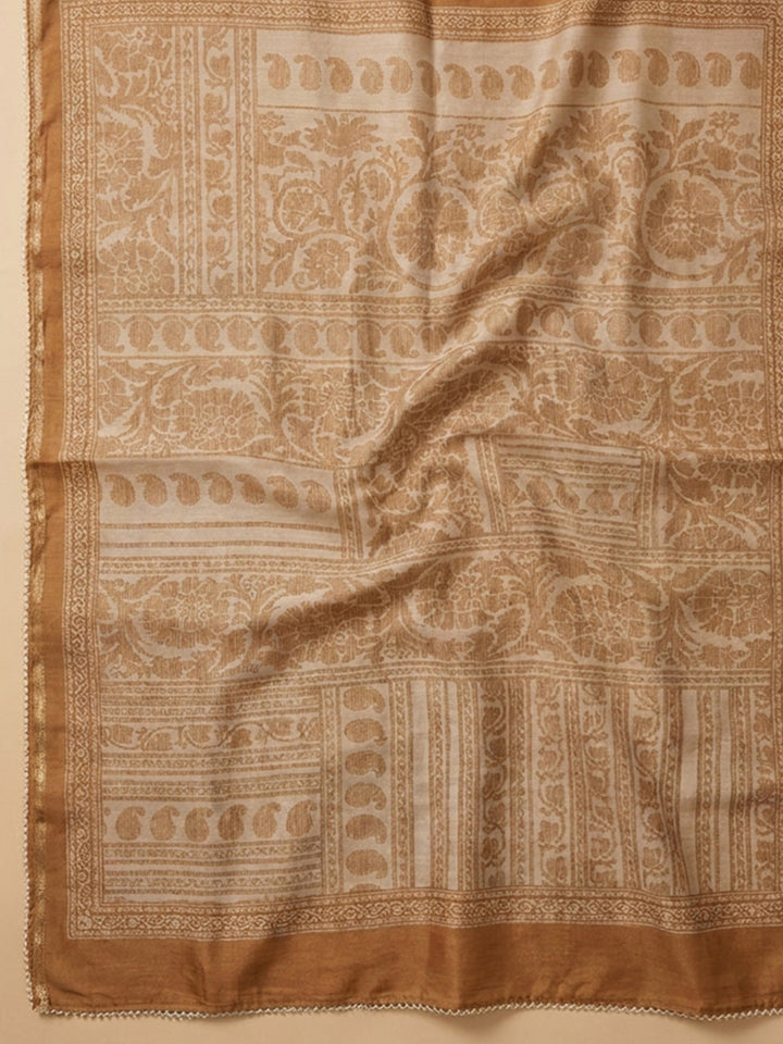 Gold Embroidery Chanderi Unstitched Dress Material