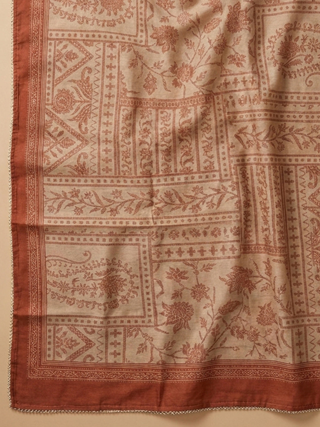 Rust Embroidery Chanderi Unstitched Dress Material