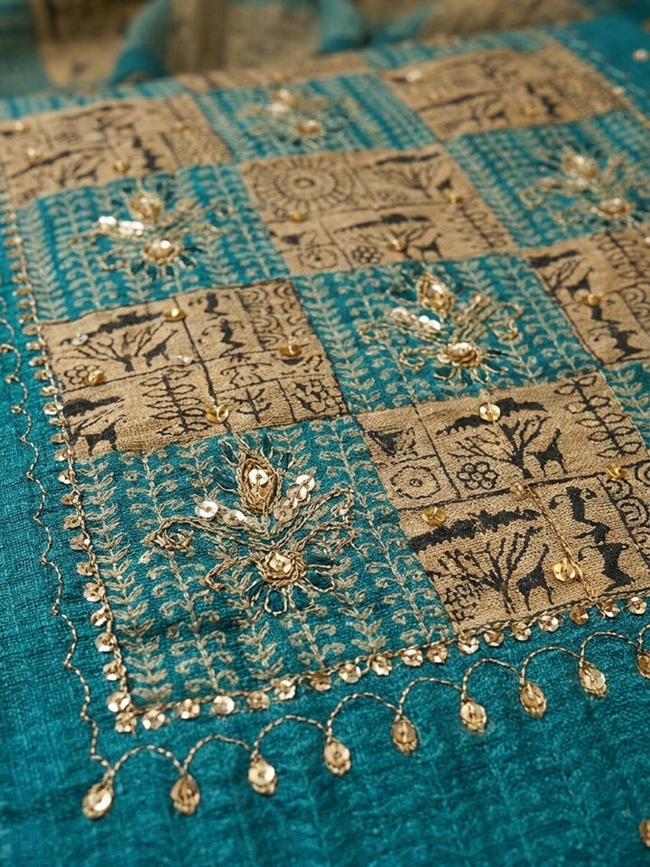 Firozee Printed Chanderi Unstitched Dress Material