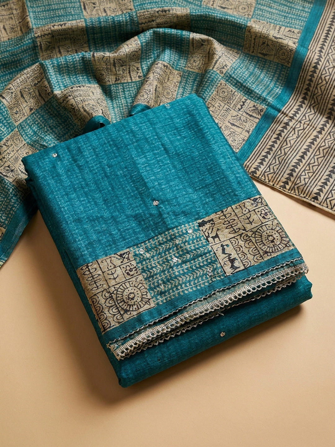Firozee Printed Chanderi Unstitched Dress Material