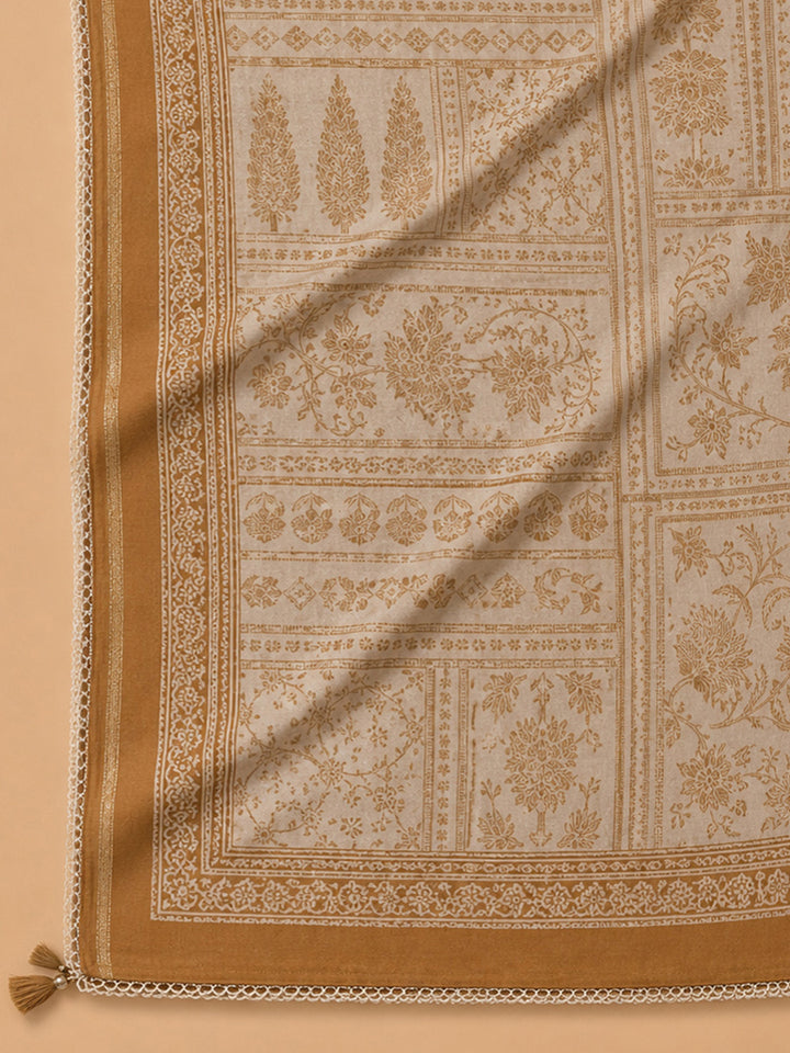 Rust Embroidery Chanderi Unstitched Dress Material