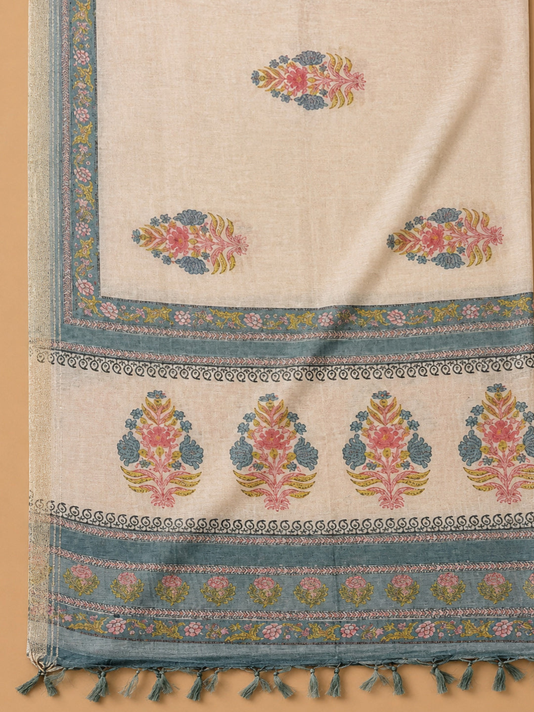 Mehndi Printed Chanderi Unstitched Dress Material