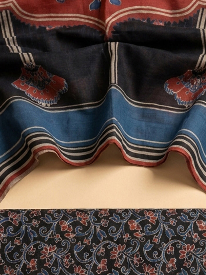 Black Embroidery Cotton Blend Unstitched Dress Material