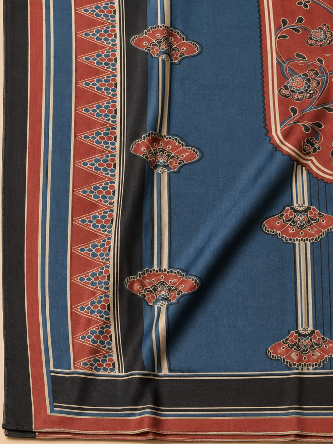 Blue Embroidery Cotton Blend Unstitched Dress Material