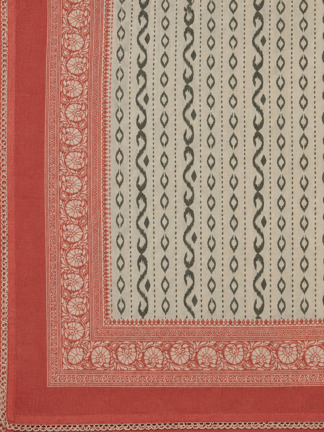 Black-Red Embroidery Chanderi Unstitched Dress Material