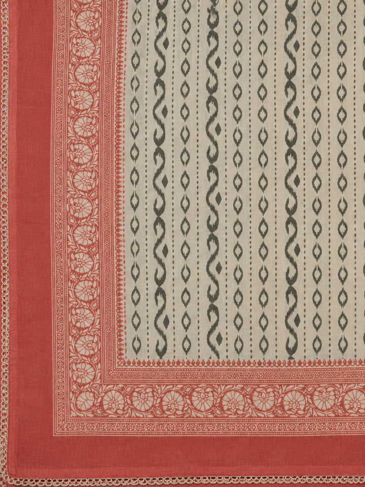 Black-Red Embroidery Chanderi Unstitched Dress Material