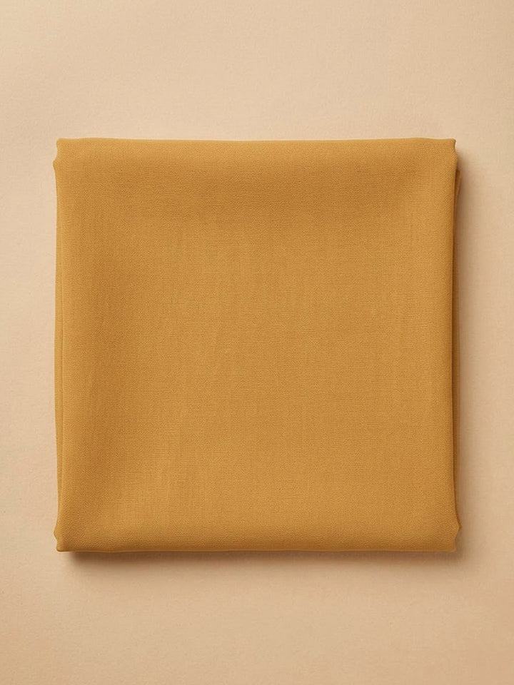 Mustard Chanderi Printed Unstitched Dress Material