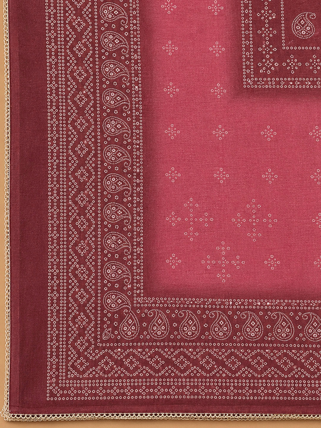 Onion Pink Chanderi Printed Unstitched Dress Material