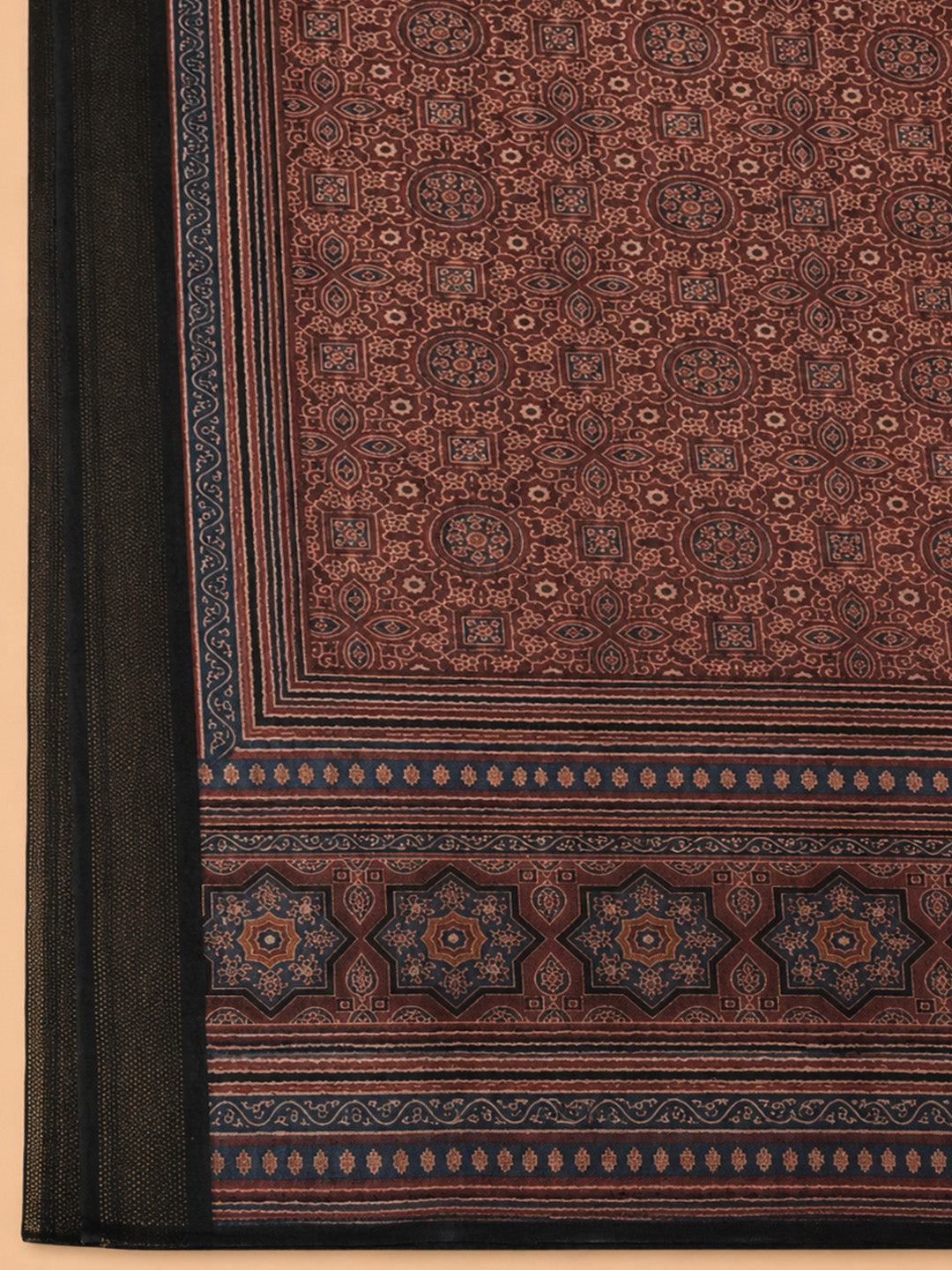 Rust Printed Chanderi Unstitched Suit &amp; Pant With Chanderi Dupatta
