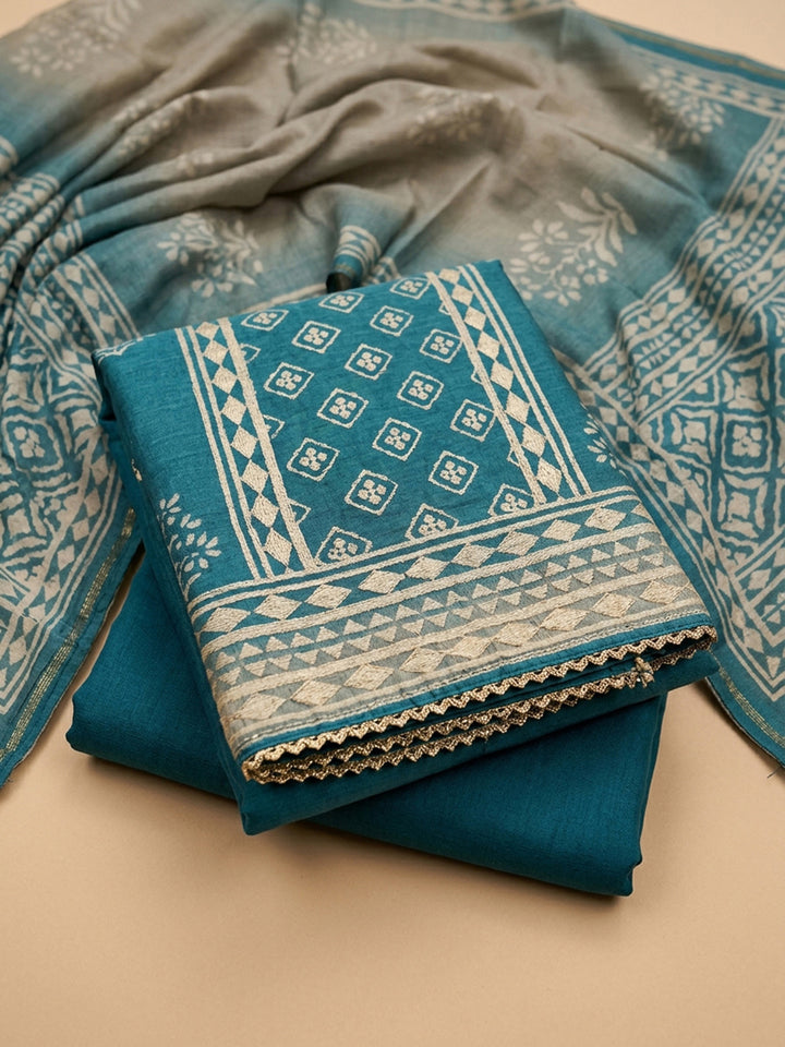 Firozee Embroidery Chanderi Unstitched Dress Material