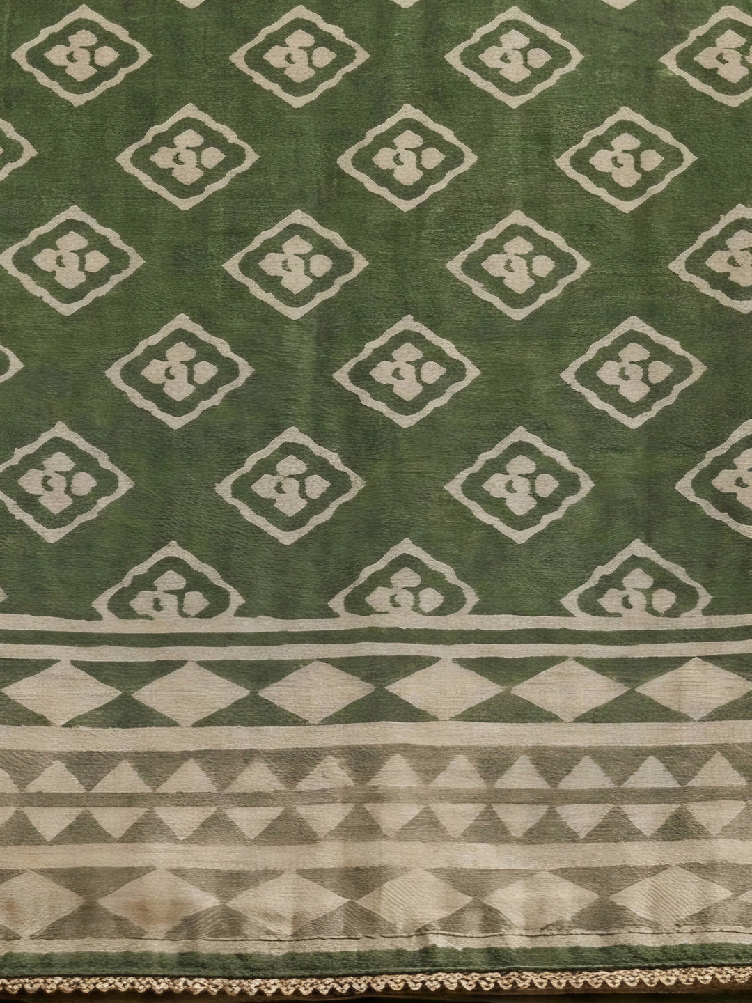 Green Embroidery Chanderi Unstitched Dress Material