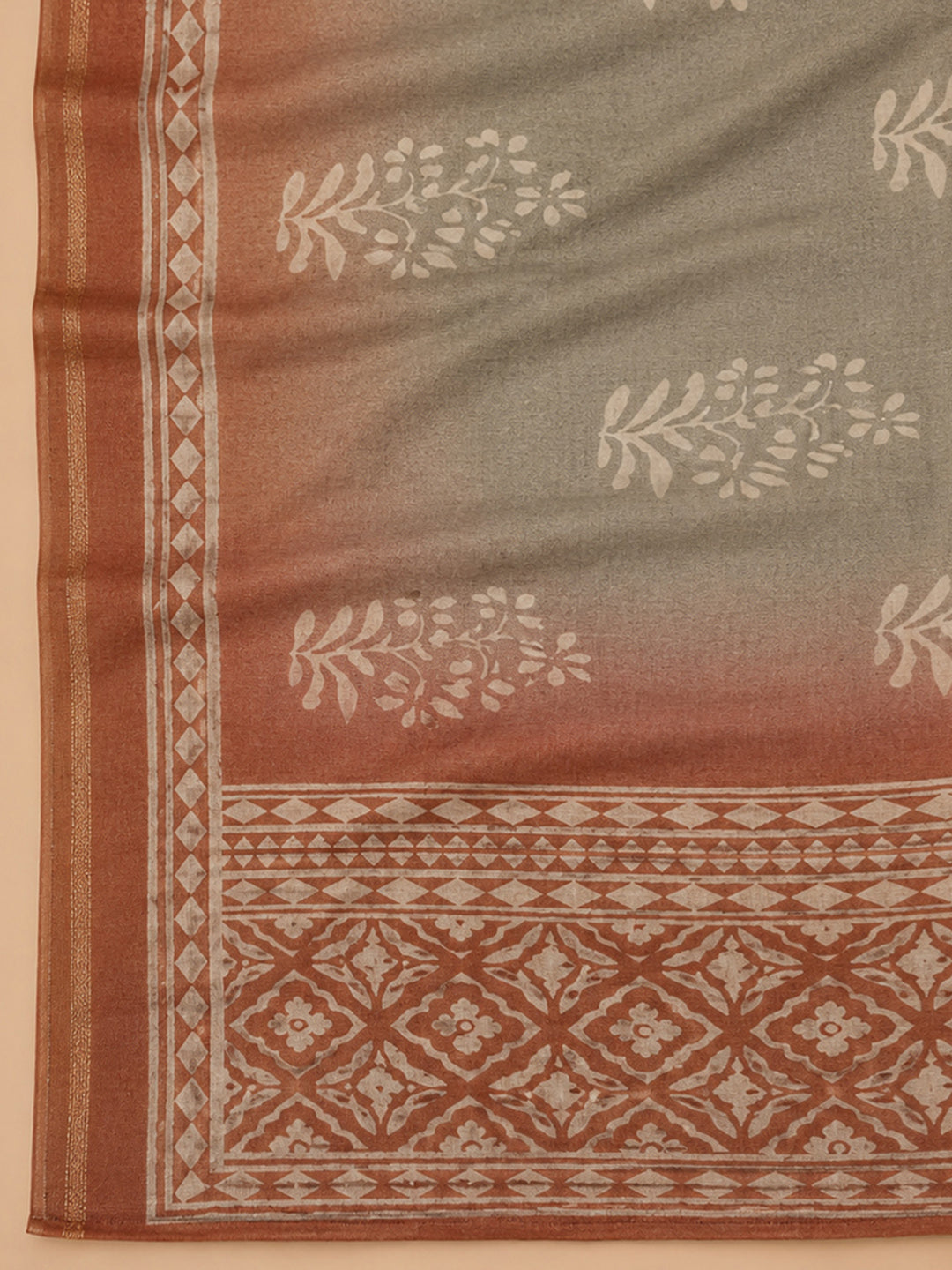 Rust Embroidery Chanderi Unstitched Dress Material