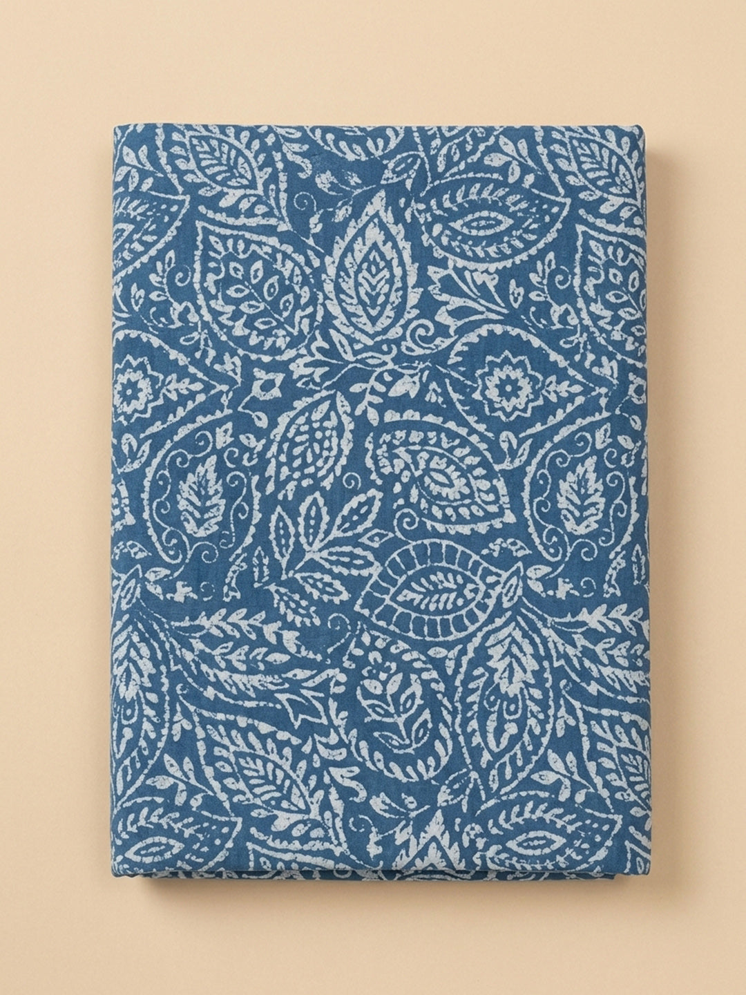 Blue Printed Cotton Blend Unstitched Suit &amp; Pant With Cotton Dupatta