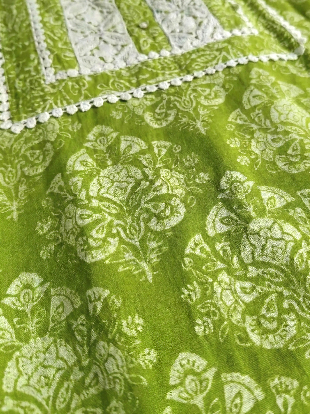Mehndi Printed Cotton Blend Unstitched Suit &amp; Pant With Cotton Dupatta