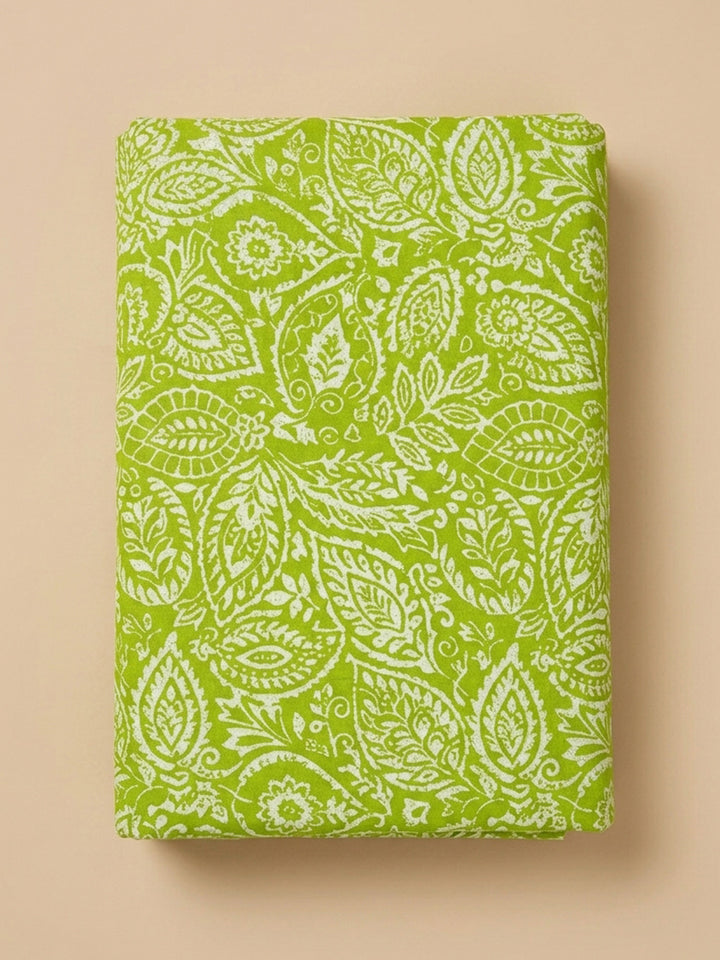 Mehndi Printed Cotton Blend Unstitched Suit &amp; Pant With Cotton Dupatta