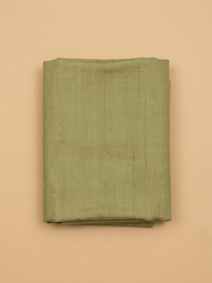 Green Printed Chanderi Unstitched Dress Material