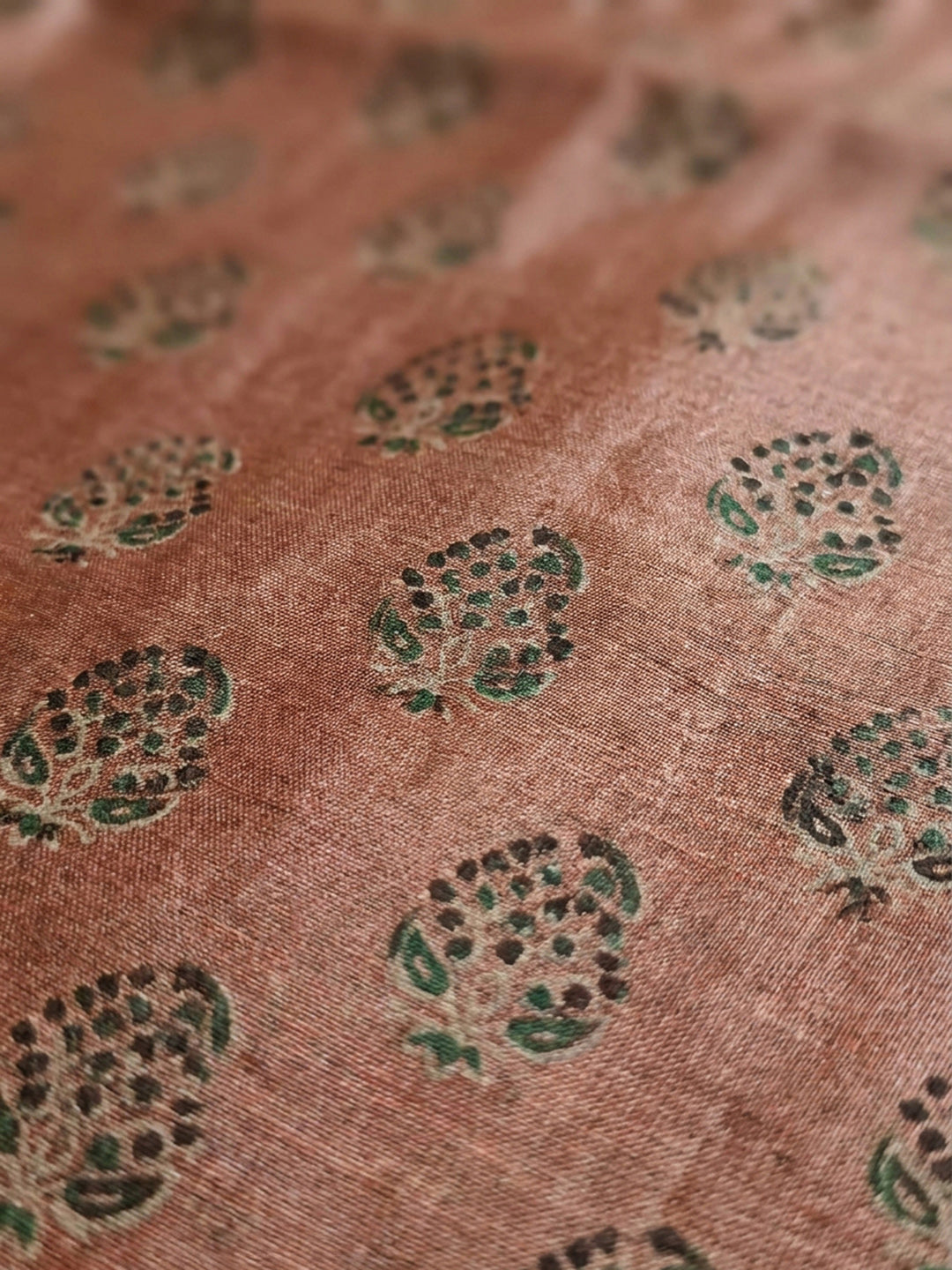 Peach Printed Chanderi Unstitched Dress Material