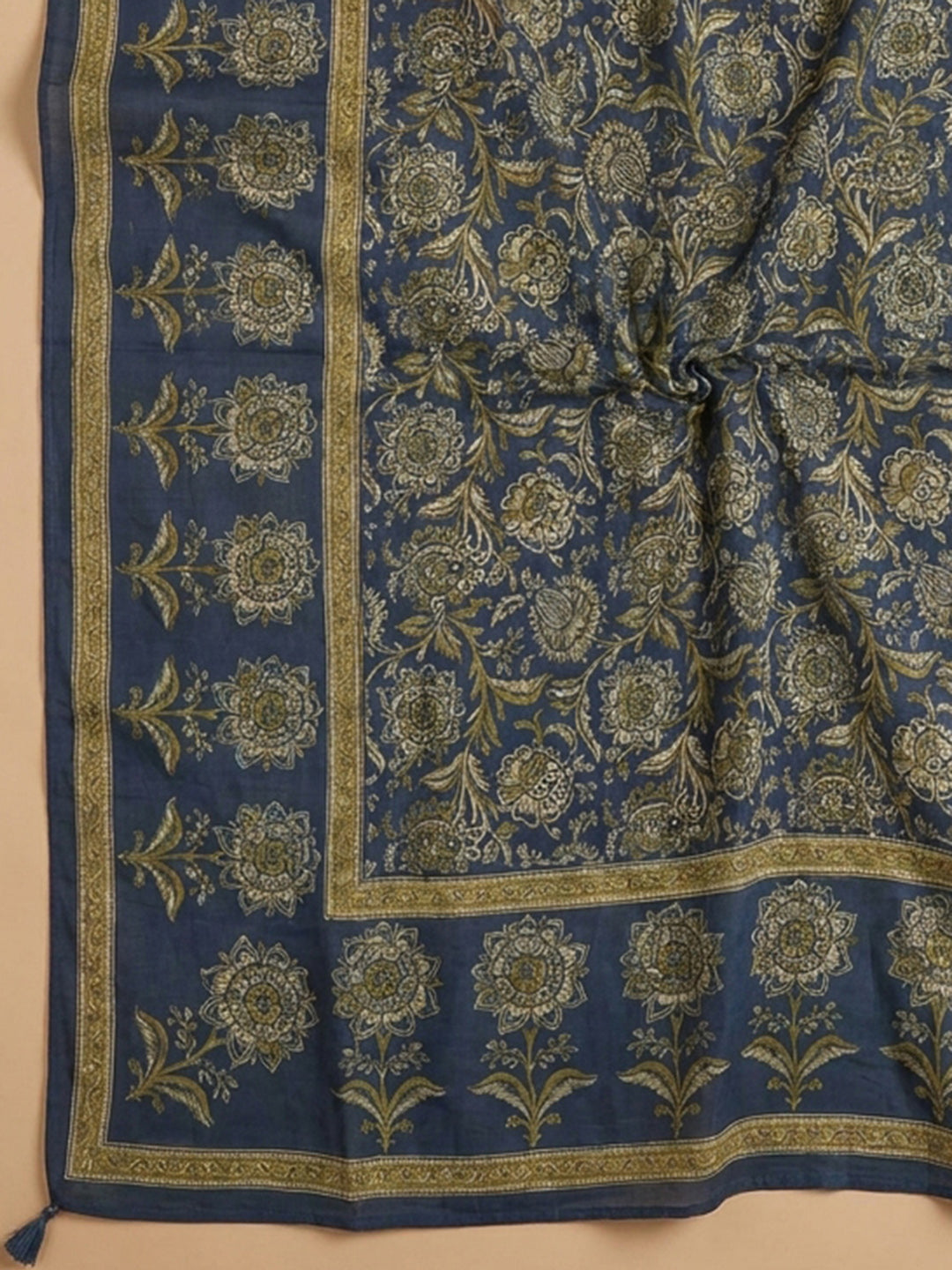 Blue Embroidery Cotton Blend Unstitched Dress Material