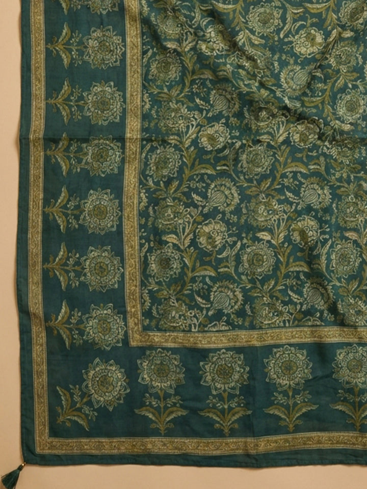 Green Embroidery Cotton Blend Unstitched Dress Material