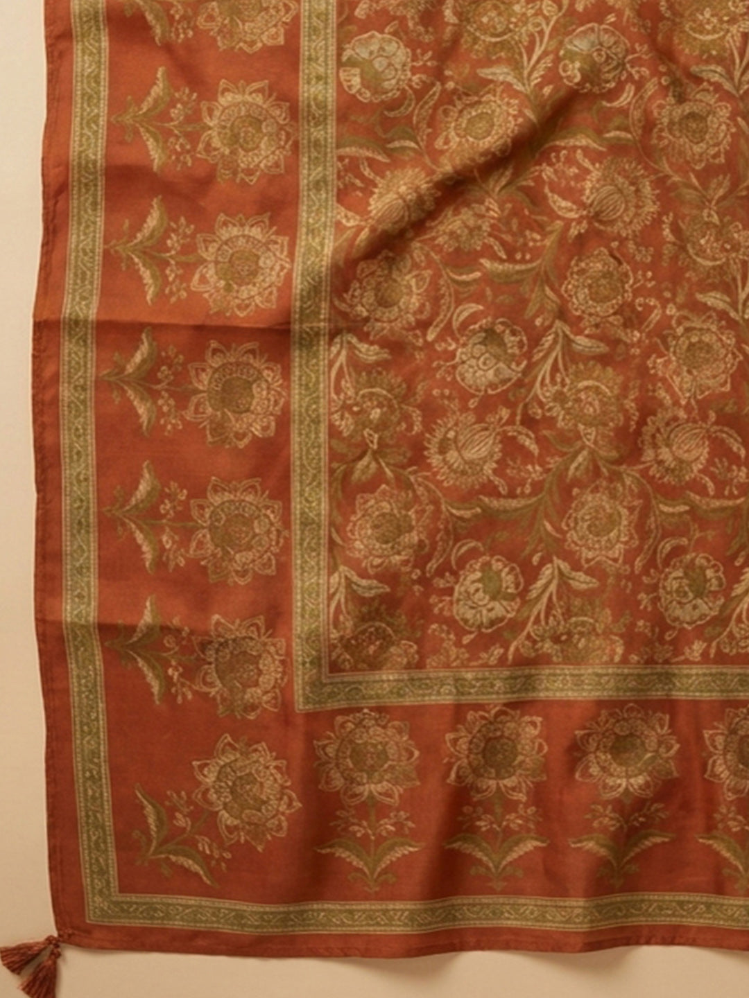 Rust Embroidery Cotton Blend Unstitched Dress Material