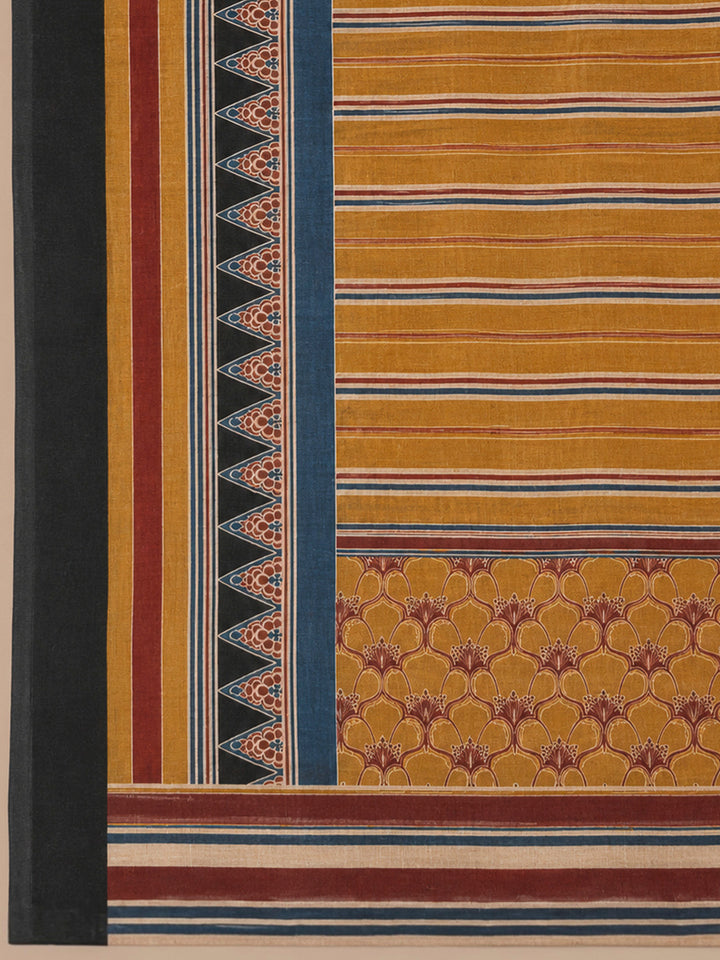Mustard Yoke Embroidery Chanderi Unstitched Dress Material