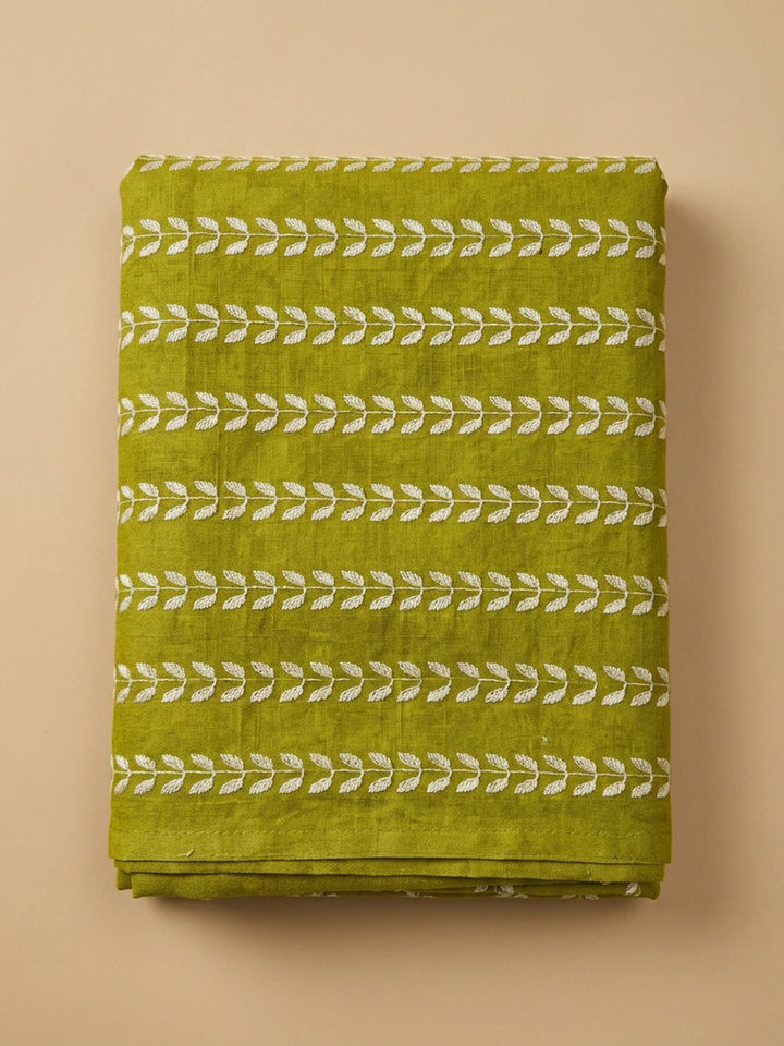 Green Embroidery Cotton Blend Unstitched Dress Material