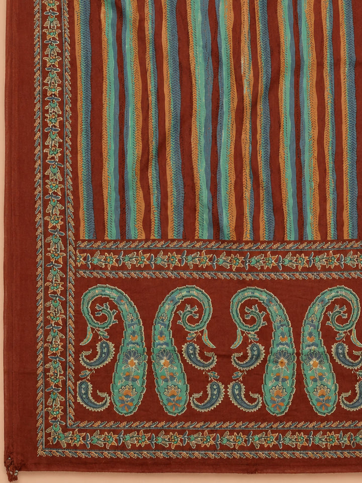 Red Embroidery Cotton Blend Unstitched Dress Material