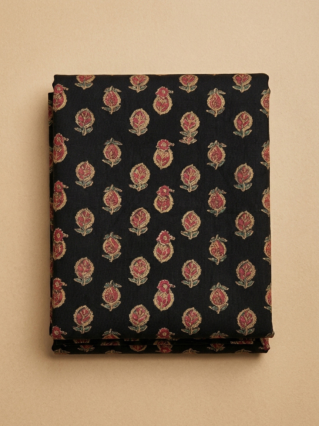 Black Printed Cotton Blend Unstitched Dress Material