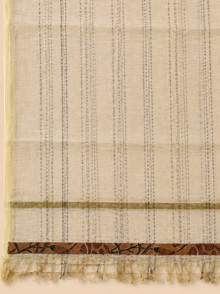 Rust Printed Cotton Blend Unstitched Dress Material
