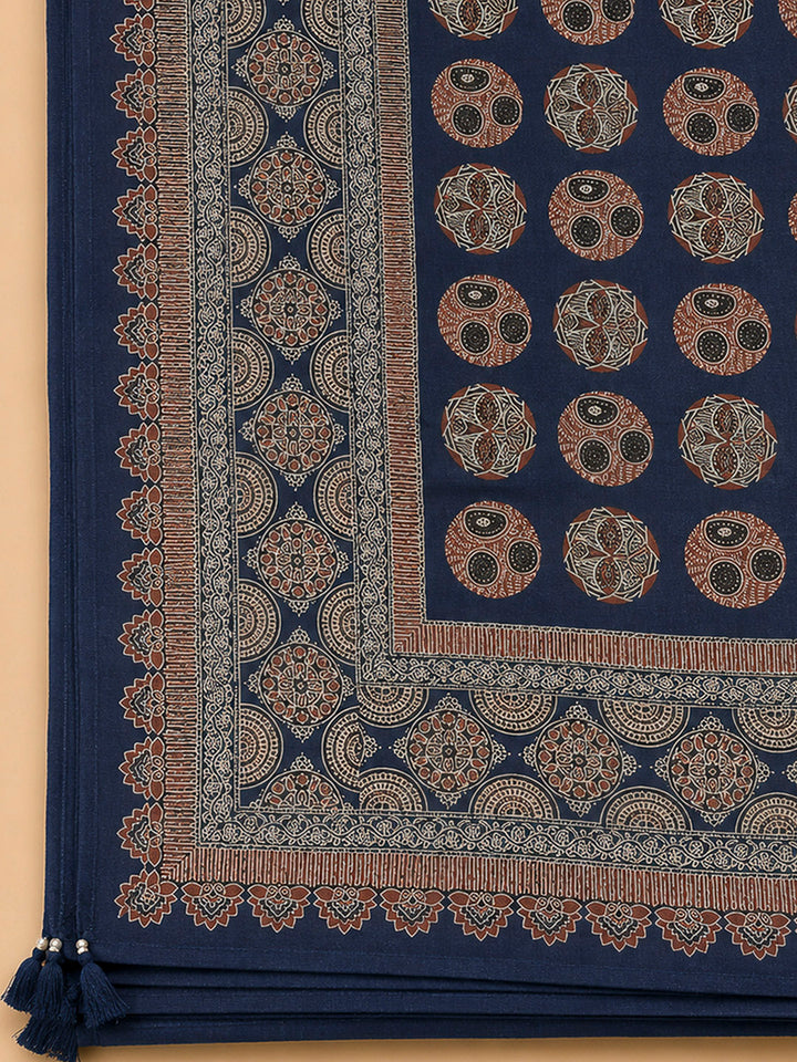 Blue Embroidery Cotton Blend Unstitched Dress Material