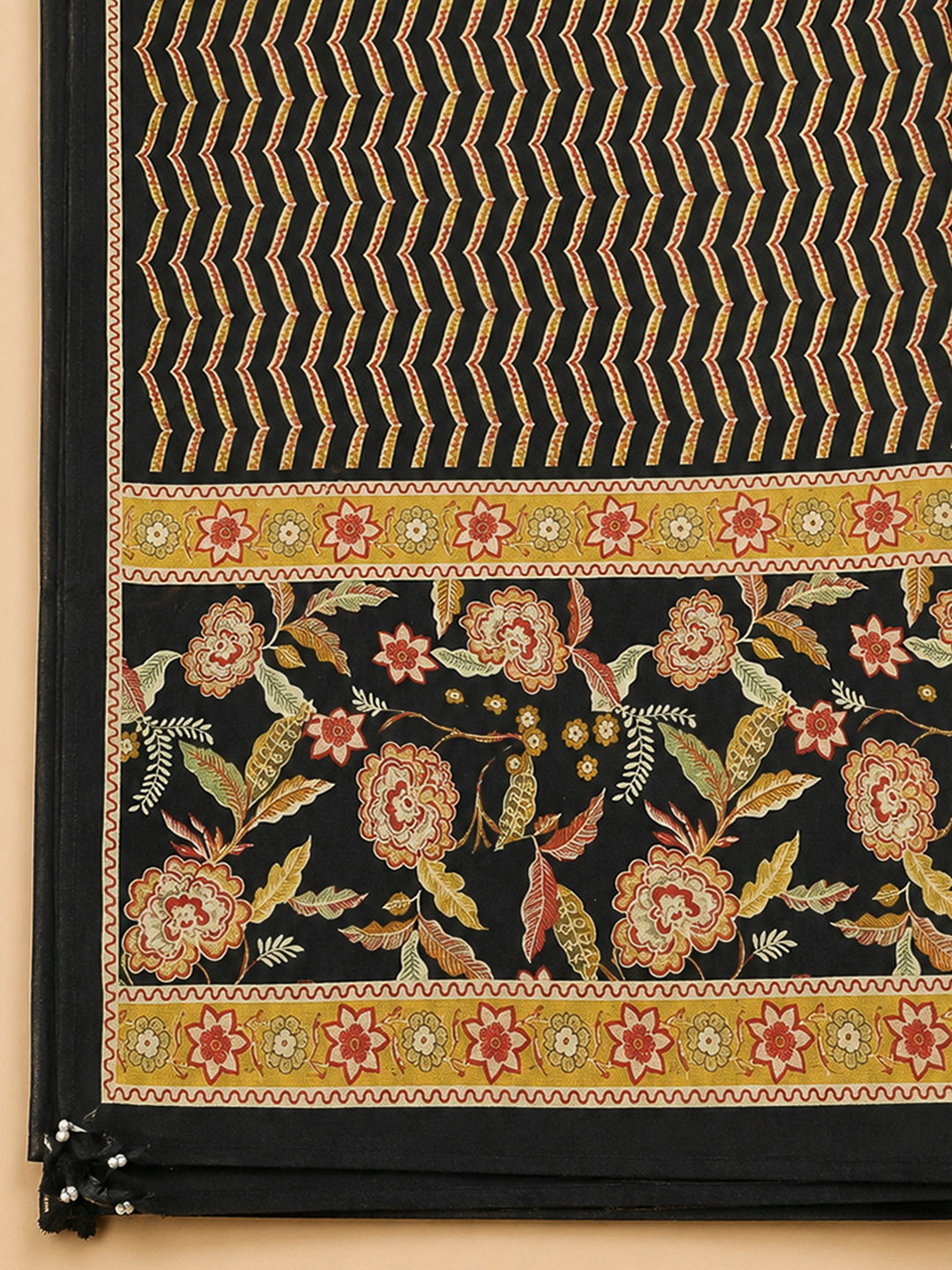 Black Embroidery Cotton Blend Unstitched Dress Material