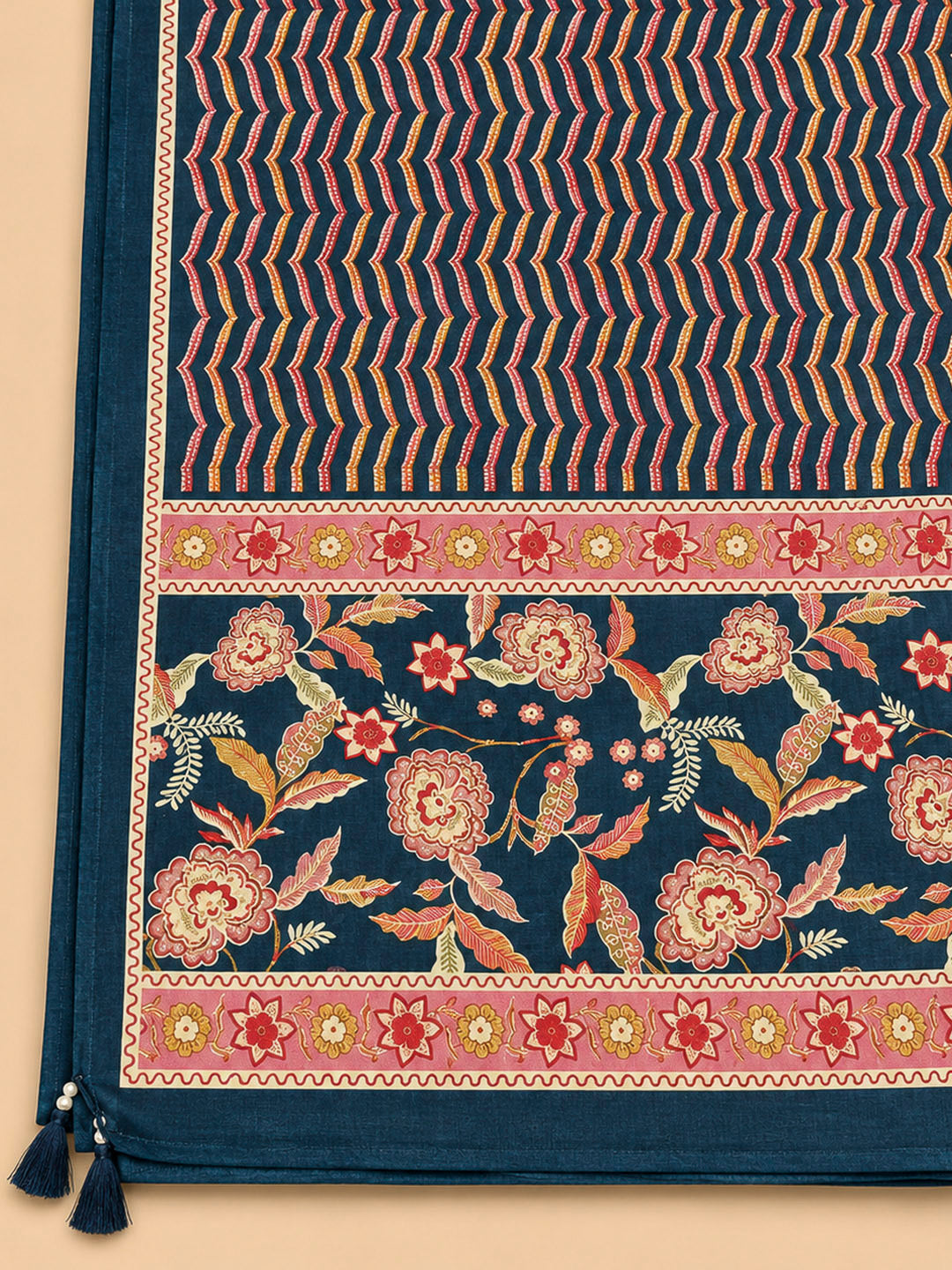 Blue Embroidery Cotton Blend Unstitched Dress Material
