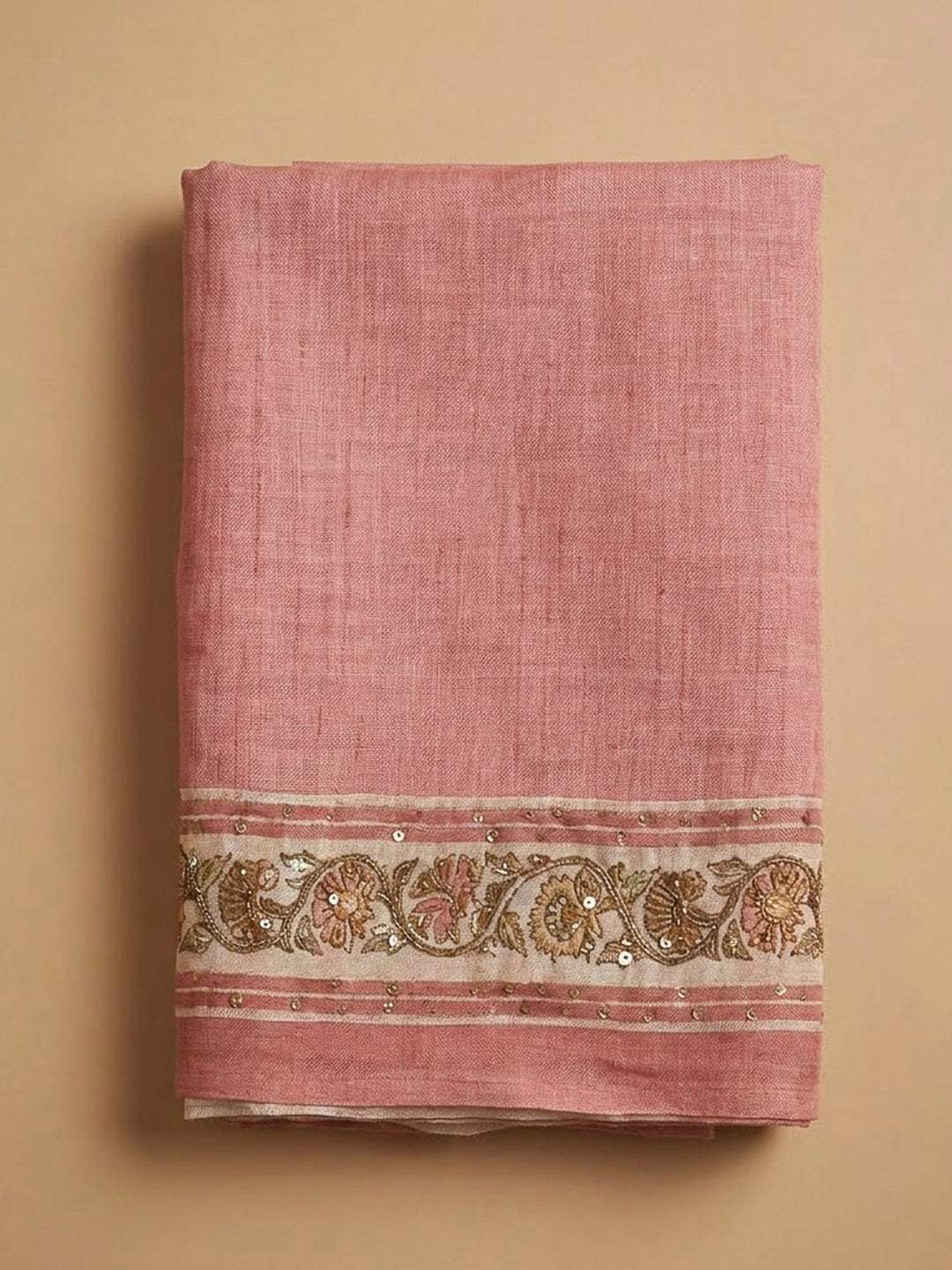 Onion Pink Chanderi Printed Unstitched Dress Material