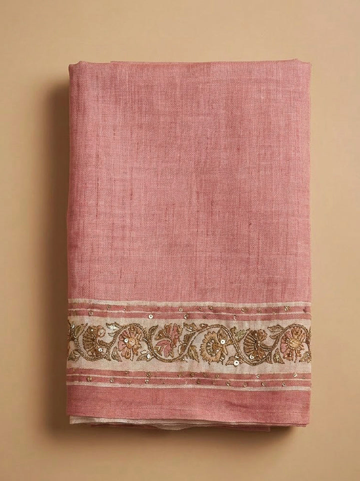 Onion Pink Chanderi Printed Unstitched Dress Material