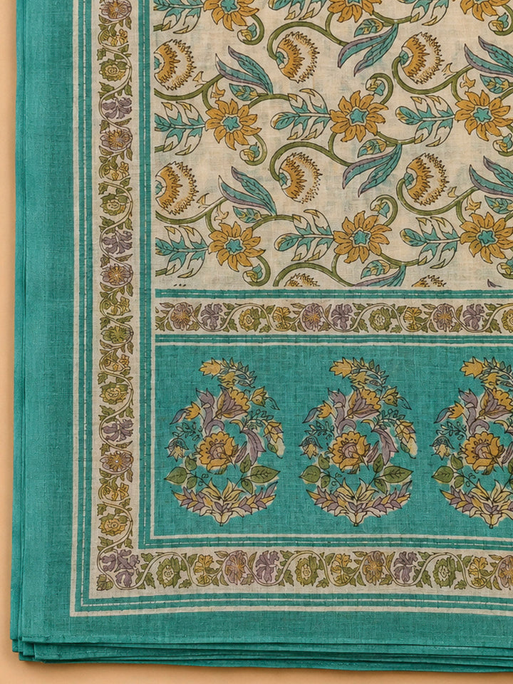 Rama Green Chanderi Printed Unstitched Dress Material