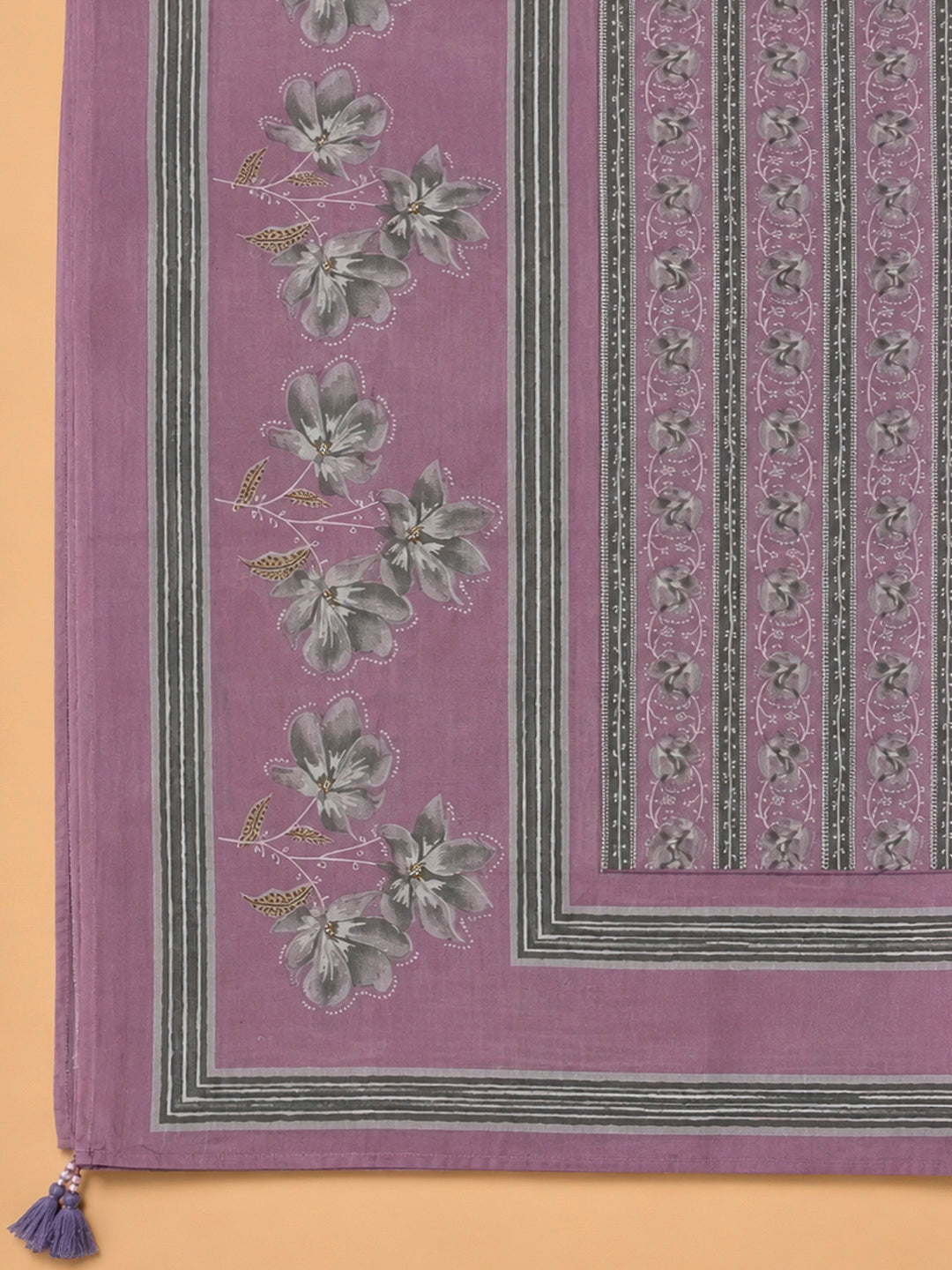 Lavender Cotton Blend Printed Unstitched Dress Material