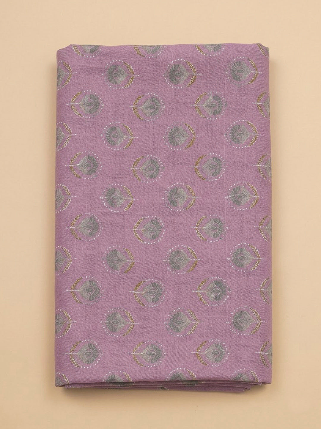 Lavender Cotton Blend Printed Unstitched Dress Material