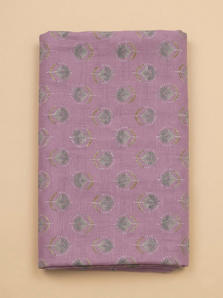 Lavender Cotton Blend Printed Unstitched Dress Material