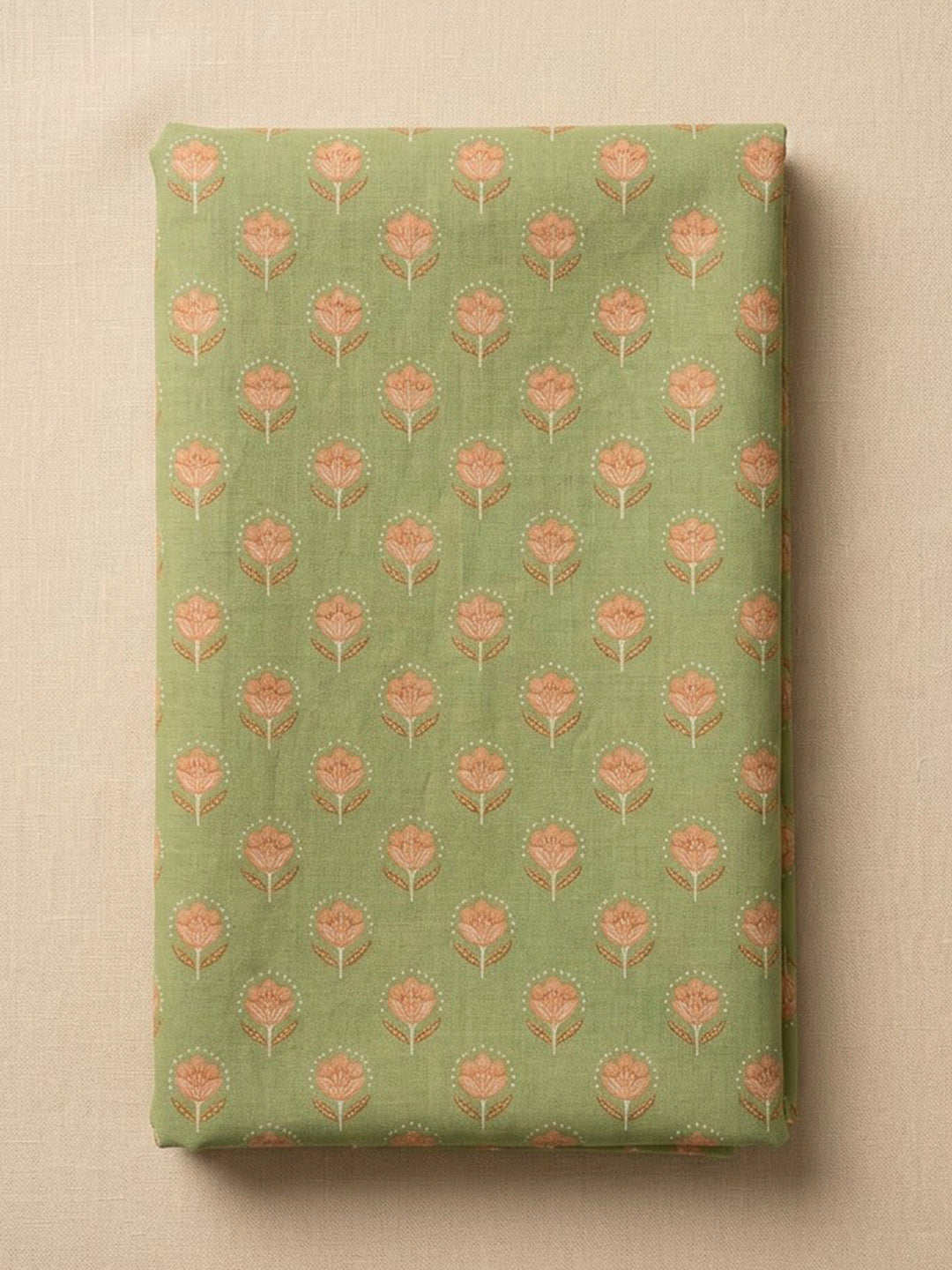 Pista Green Cotton Blend Printed Unstitched Dress Material