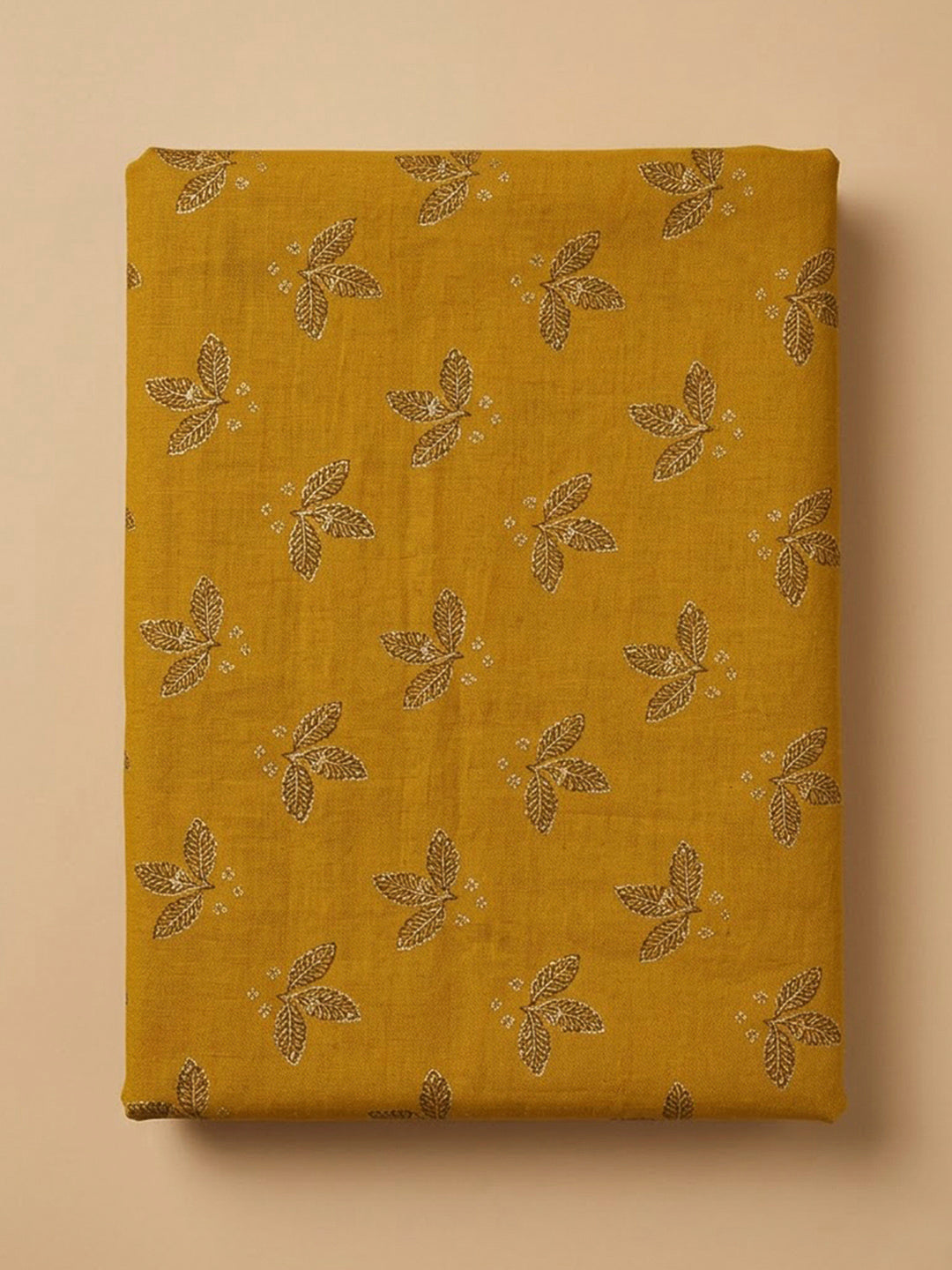 Mustard Cotton Blend Embroidered Unstitched Dress Material