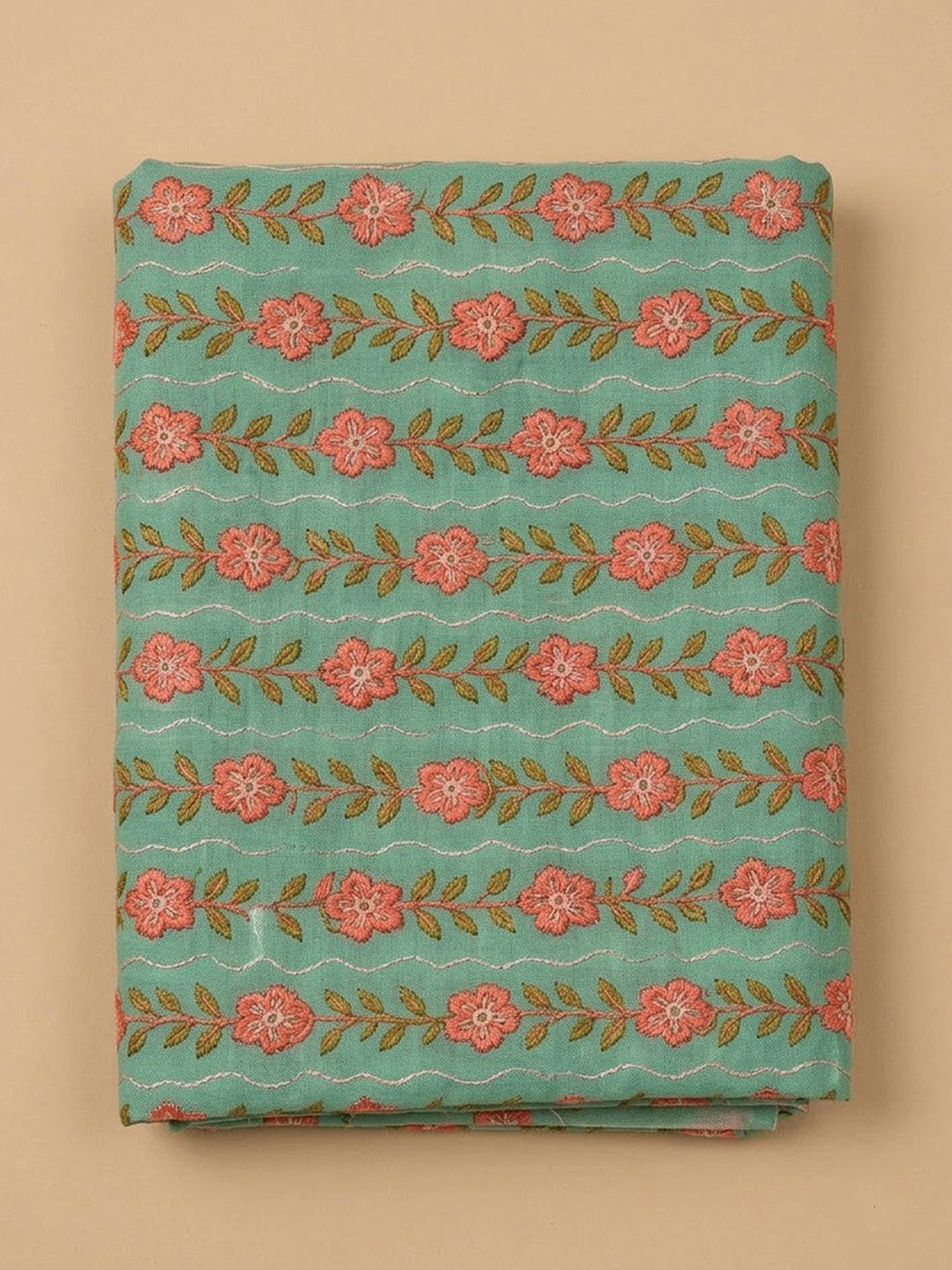 Rama Green Cotton Blend Printed Unstitched Dress Material