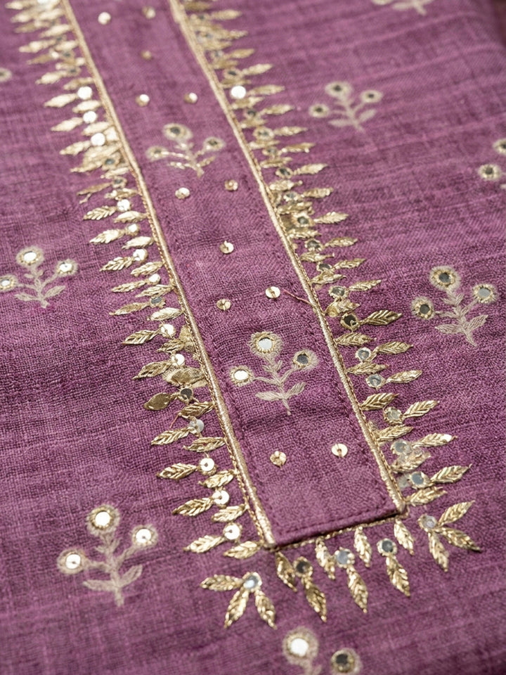 Onion Pink Printed Chanderi Unstitched Dress Material