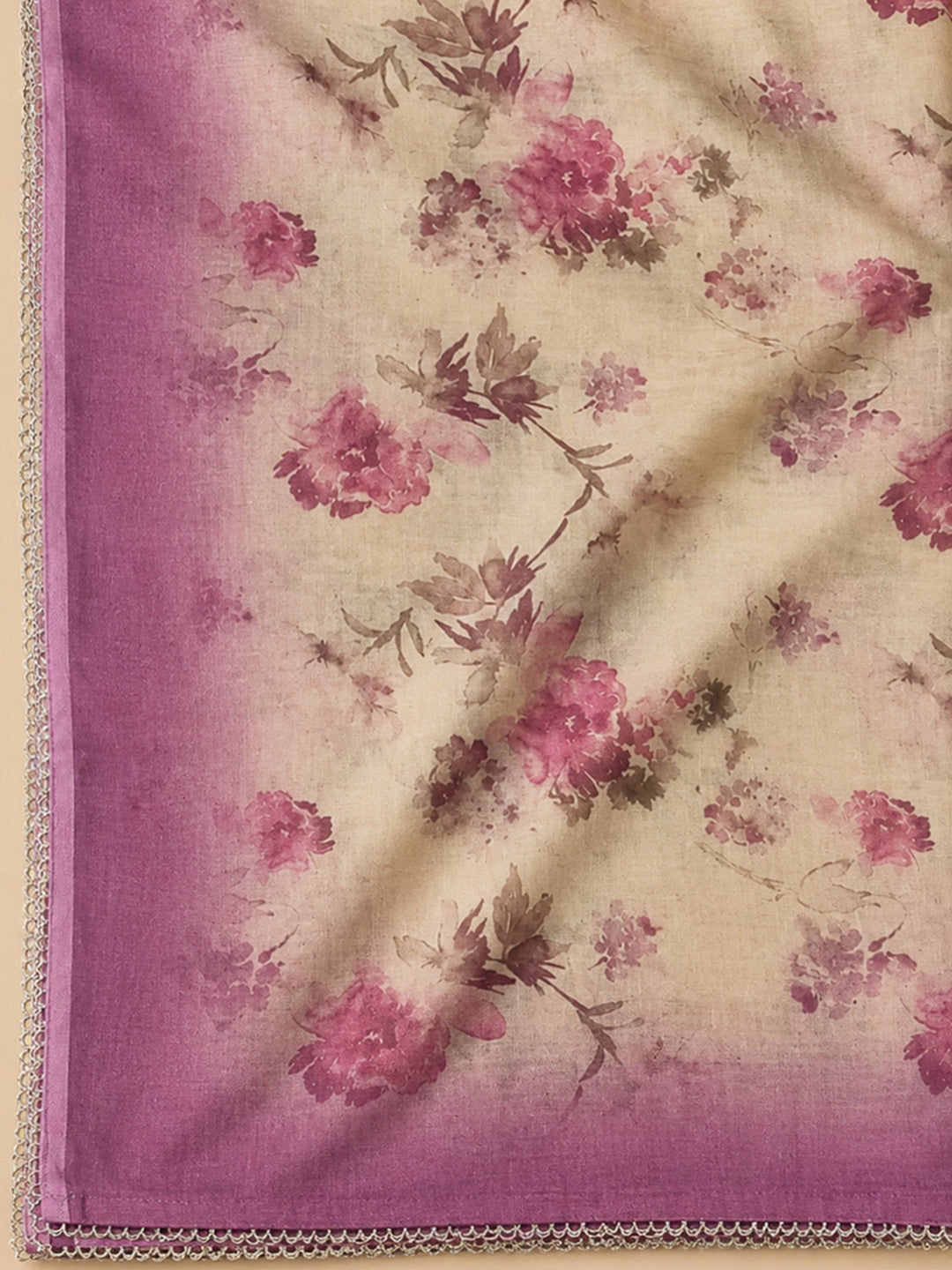 Onion Pink Printed Chanderi Unstitched Dress Material