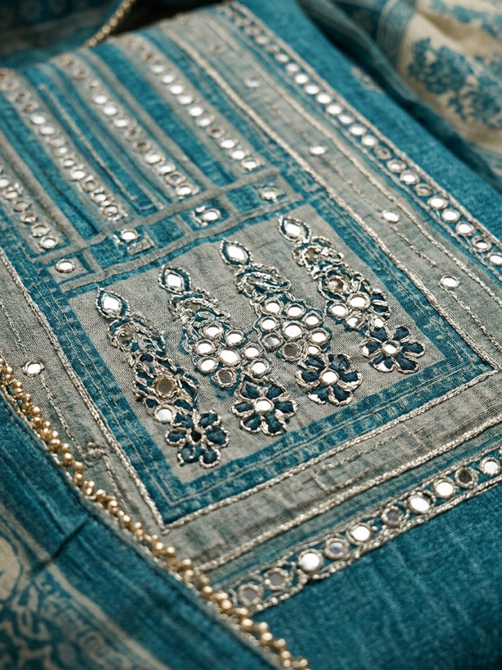 Firozee Printed Chanderi Unstitched Dress Material