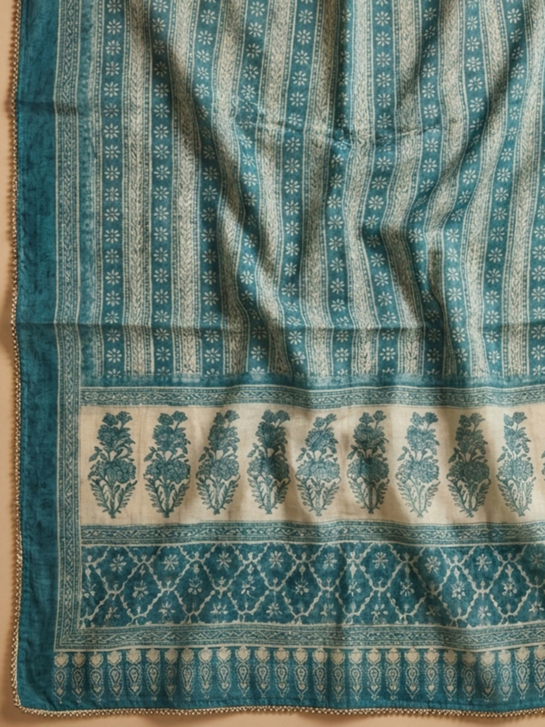 Firozee Printed Chanderi Unstitched Dress Material
